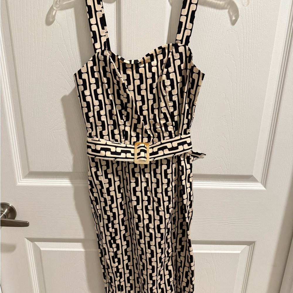 Stylish Black and Cream Patterned Dress